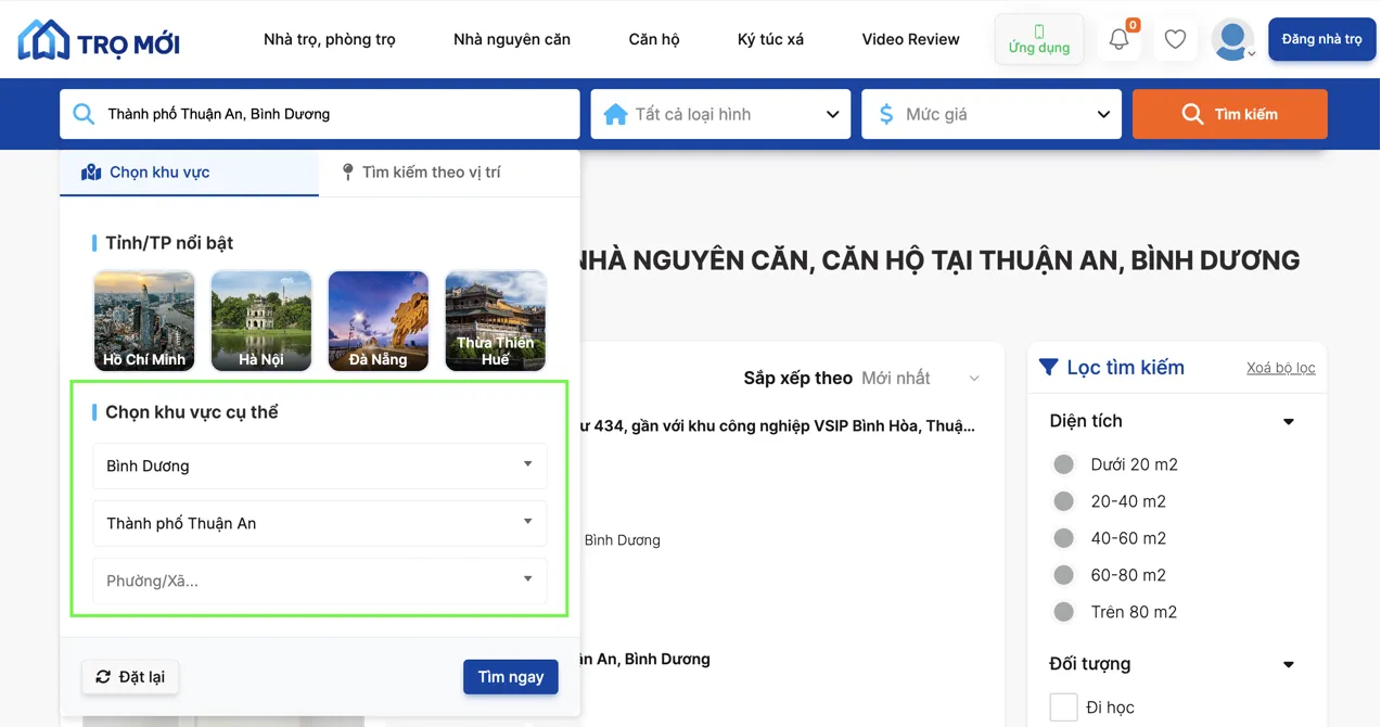 Tìm phòng trọ gần khu công nghiệp VSIP 1