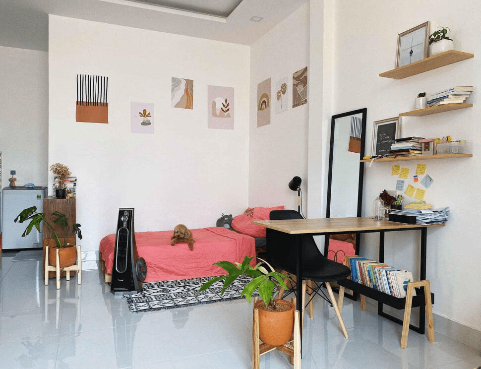 trang tr&iacute; ph&ograve;ng trọ 20m2 c&oacute; g&aacute;c