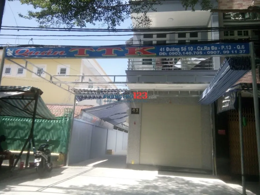 Cho thuê phòng trọ 40m2 mặt tiền khu phố ẩm thực Q.6(cọc giữ phòng trong 3 ngày được giảm tháng đầu)