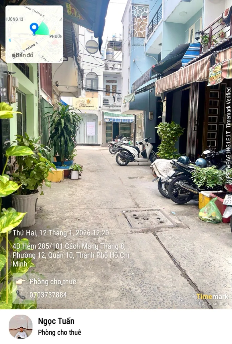 Cho thuê phòng trọ ngay tại 285/101/2D, Cách mạng tháng 8, Phường 12, Quận 10, TP Hồ Chí Minh