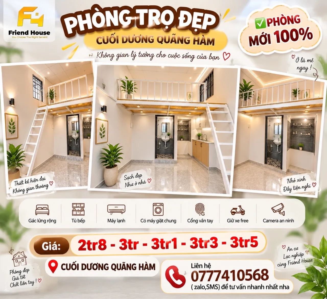 KHAI TRƯƠNG DÃY PHÒNG SIÊU RẺ MỚI XÂY NGAY DƯƠNG QUÃNG HÀM